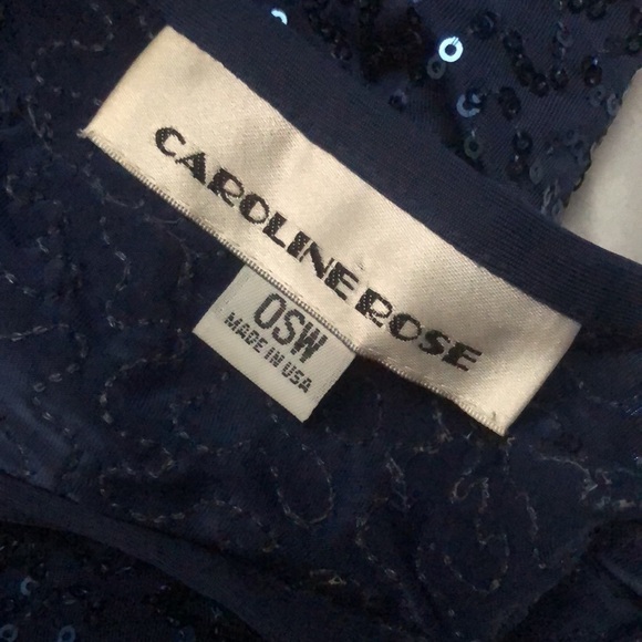 CAROLINE Rose Metallic Blue Sequin Sequinned Draped Flowy Tunic Top OS Plus Size - Picture 8 of 8
